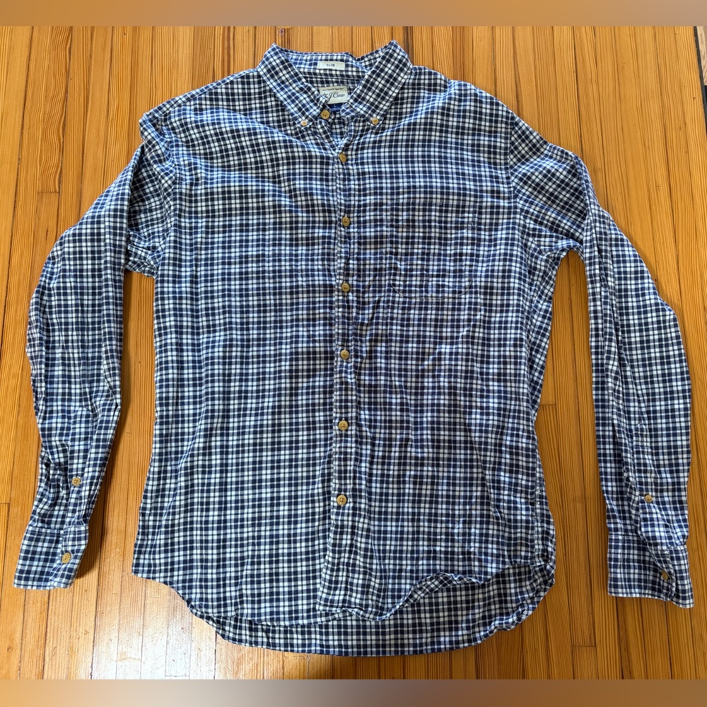 J. Crew Navy Plaid Button Down Shirt